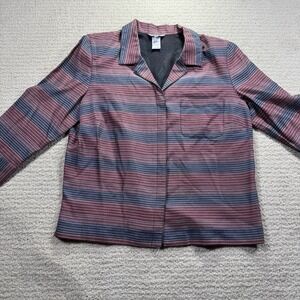 Stonebridge‎ Jacket Size L Maroon Navy 3/4 Sleeves Shoulder Pads